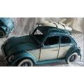 25 Oz. Antique Model Volkswagen Beetle /Blue/White (10.5"x4.75"x5.75")